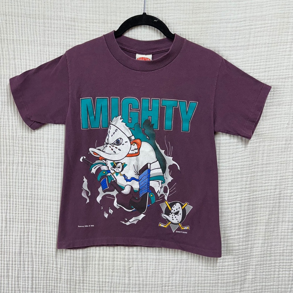 RARE Vintage 90's Nutmeg Mighty Ducks NHL Breakthrough Double Sided Youth S